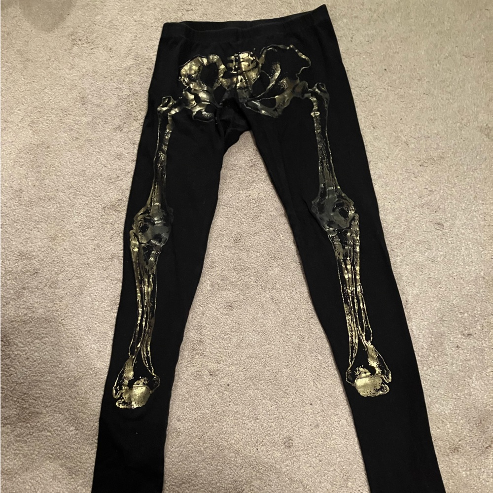 Distressed Gold Skeleton Leggings